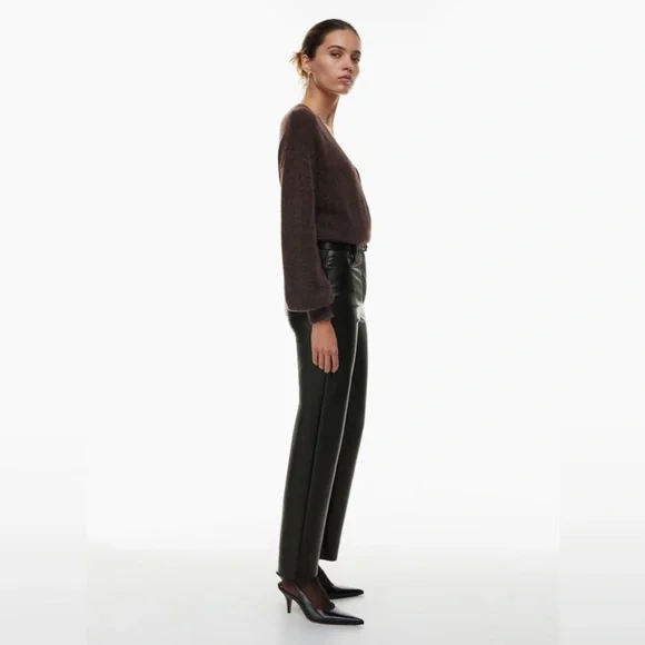 2. Aritzia Wilfred Vegan Leather Melina Pant in Black - Picture 3 of 14